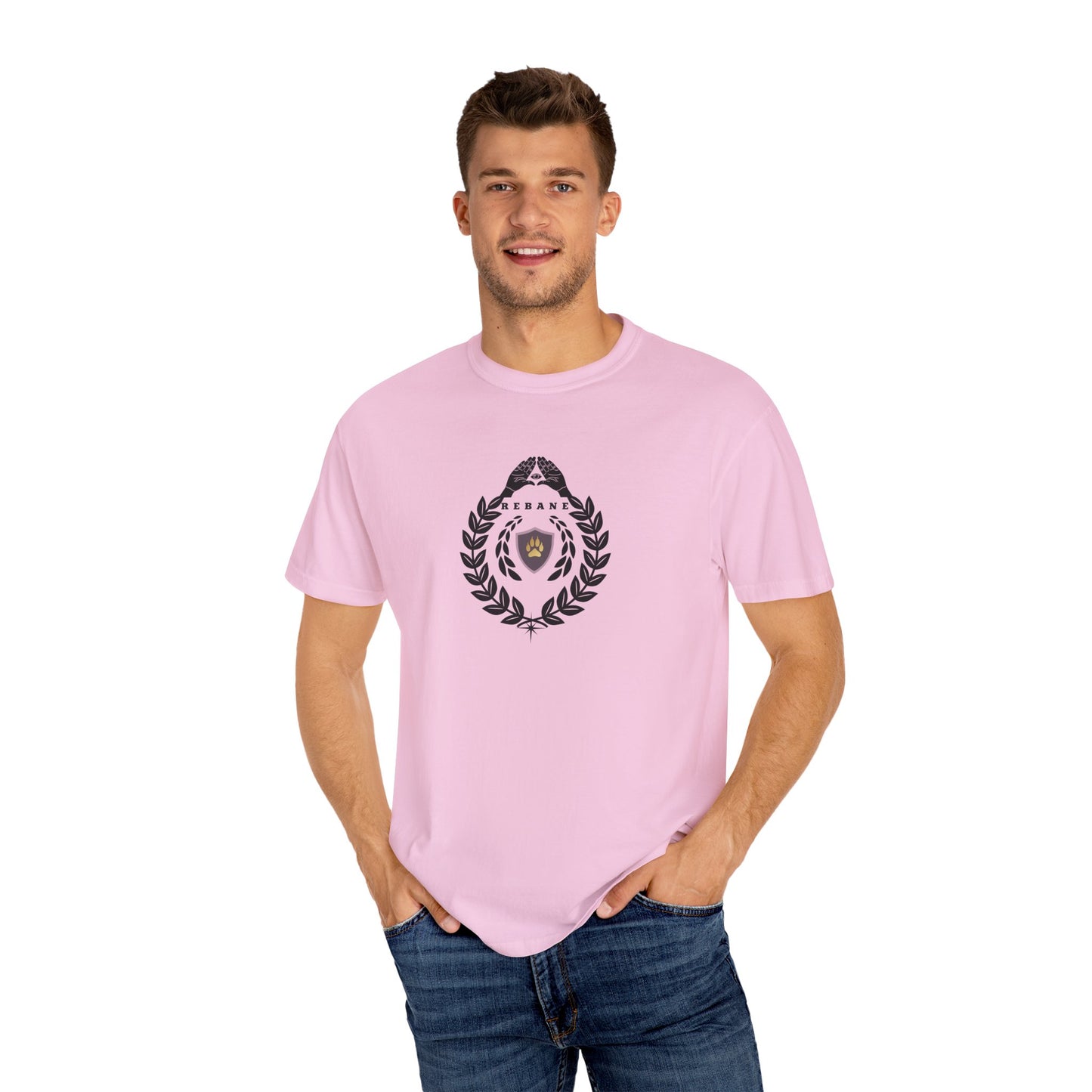 Unisex Garment-Dyed T-Shirt with Crest Design - Perfect for Casual Wear